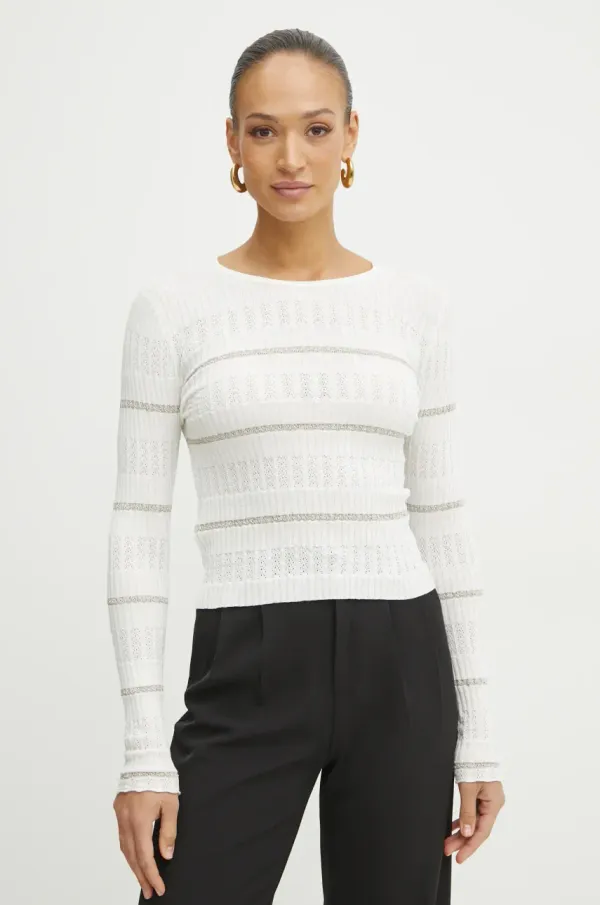 Pinko Pulover s primesjo svile Pinko ženski, bela barva, 104735 A2FC