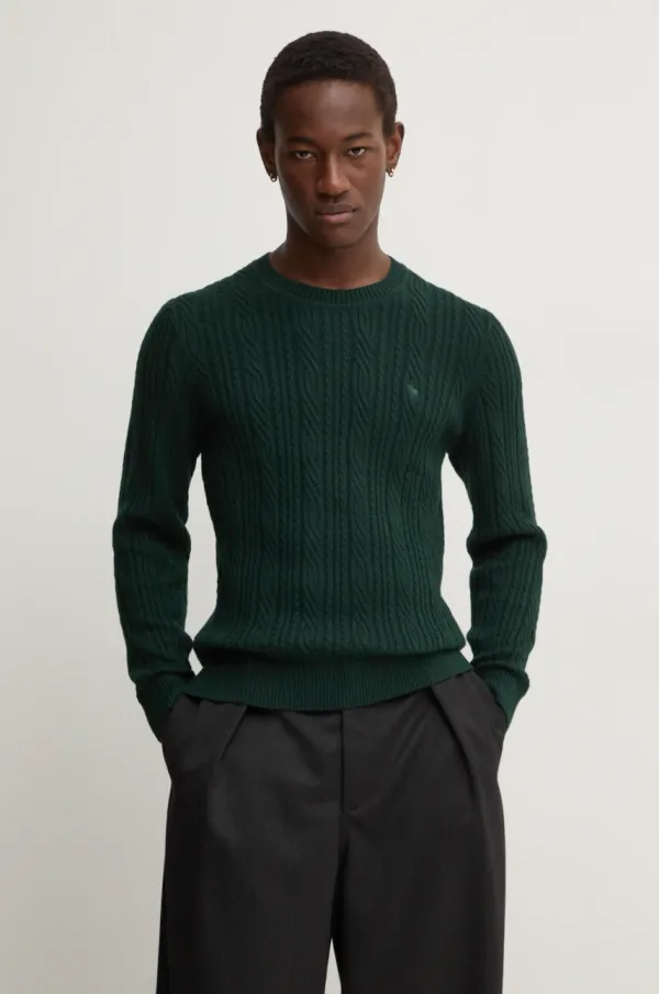 Abercrombie & Fitch Pulover s primesjo volne Abercrombie & Fitch moški, zelena barva, KI120-4197