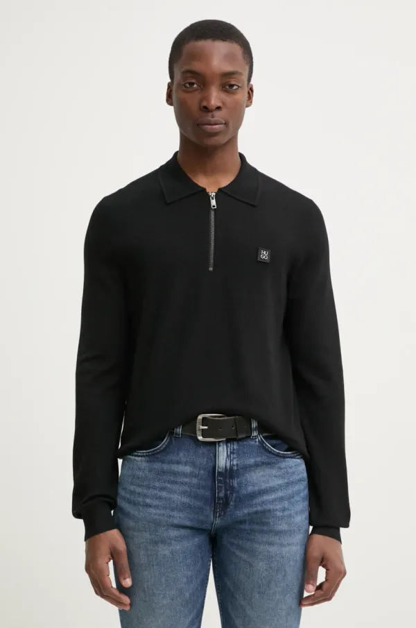 HUGO Pulover s primesjo volne HUGO moški, črna barva, 50533346