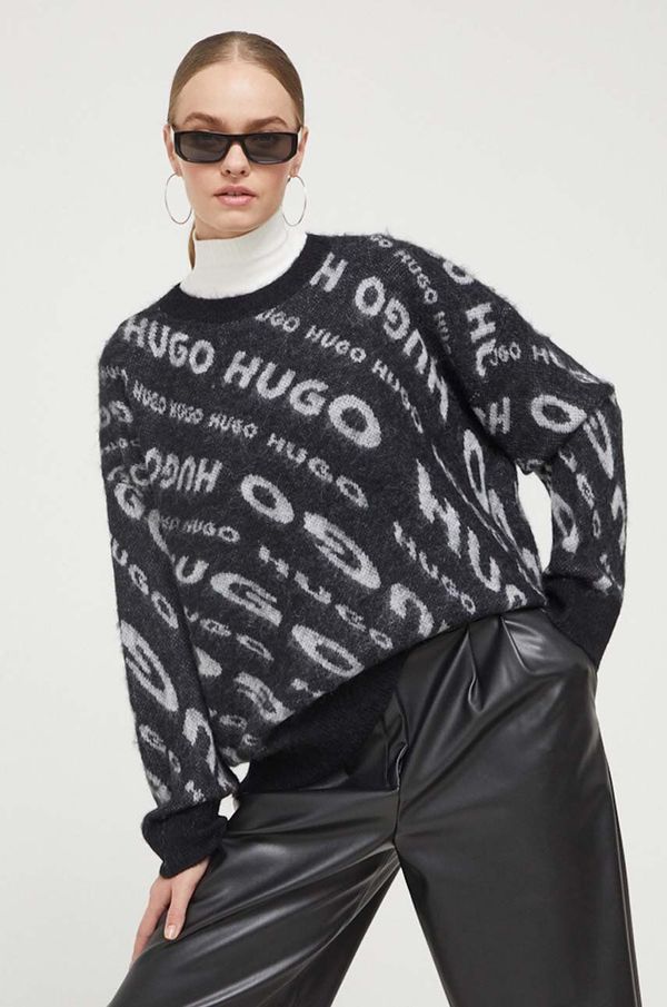Hugo Pulover s primesjo volne HUGO ženski, črna barva