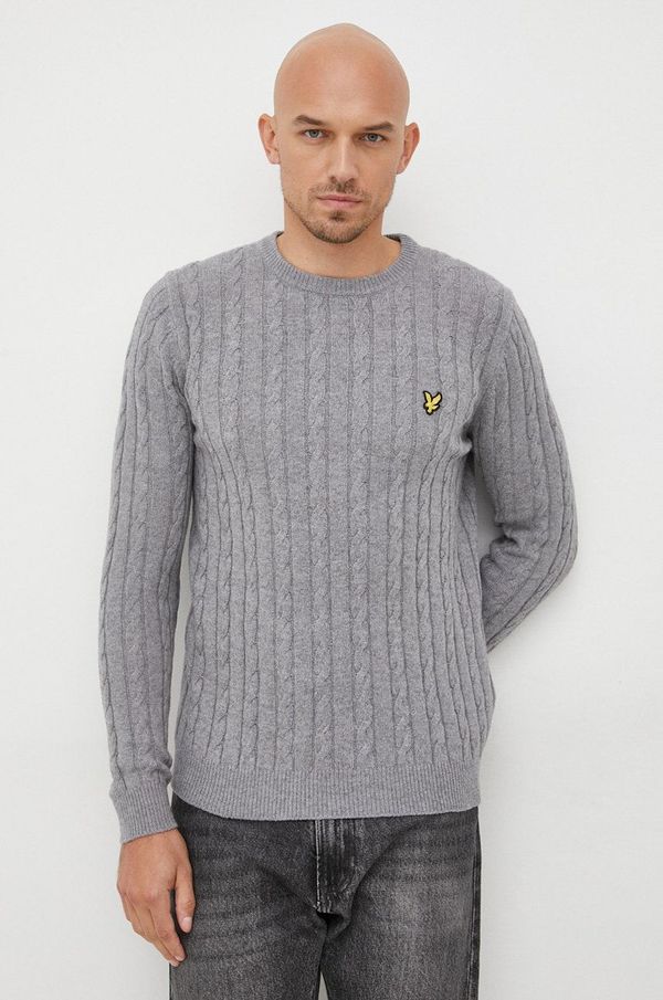 Lyle & Scott Pulover s primesjo volne Lyle & Scott moški, siva barva,