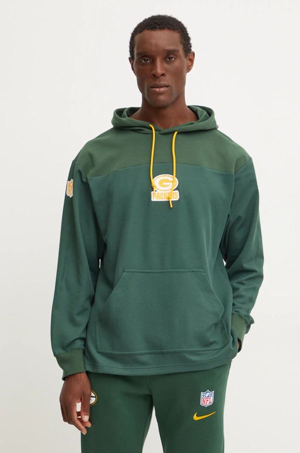 Nike Pulover s primesjo volne Nike Green Bay Packers zelena barva, s kapuco, 02FI-3EE-7T-L98