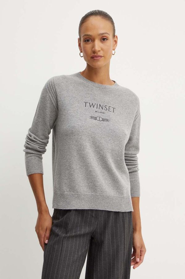 Twinset Pulover s primesjo volne Twinset ženski, siva barva, 242TP3800