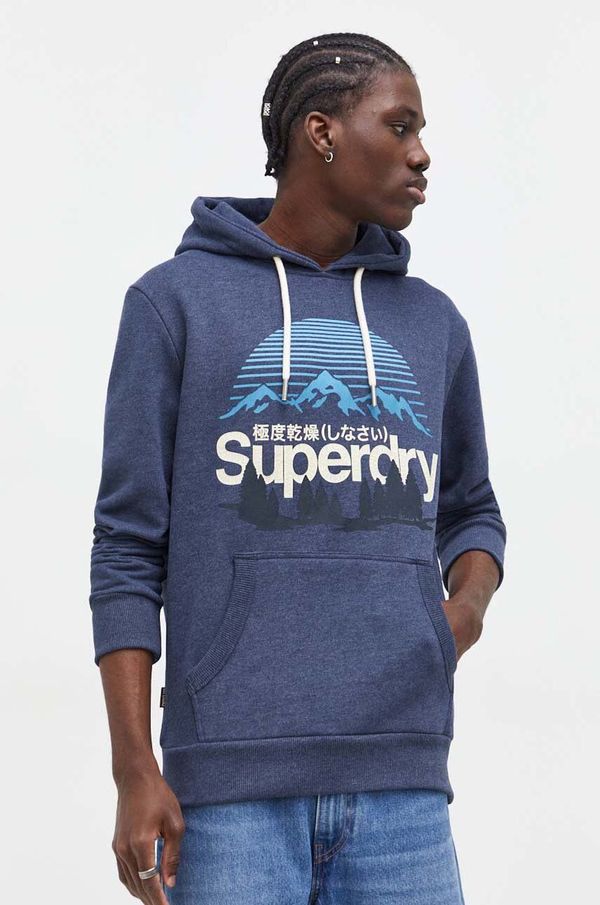 Superdry Pulover Superdry moška, mornarsko modra barva, s kapuco