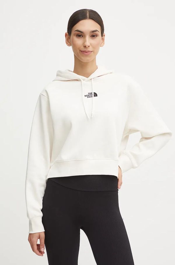 The North Face Pulover The North Face Essential Crop Hoodie ženski, bež barva, s kapuco, NF0A89EXQLI1