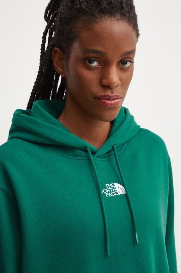 The North Face Pulover The North Face Essential Crop Hoodie ženski, zelena barva, s kapuco, NF0A89EXNL11