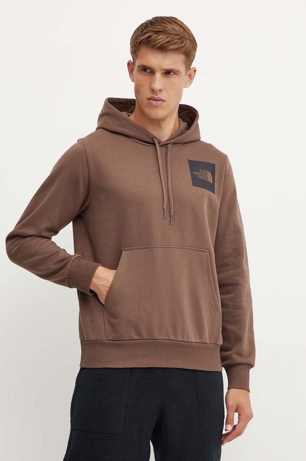 The North Face Pulover The North Face Fine Hoodie moški, rjava barva, s kapuco, NF0A89EU1OI1