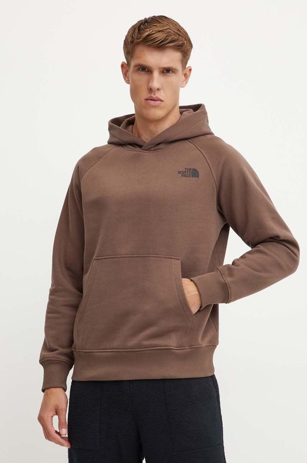The North Face Pulover The North Face Raglan Redbox Hoodie moški, rjava barva, s kapuco, NF0A89F91OI1
