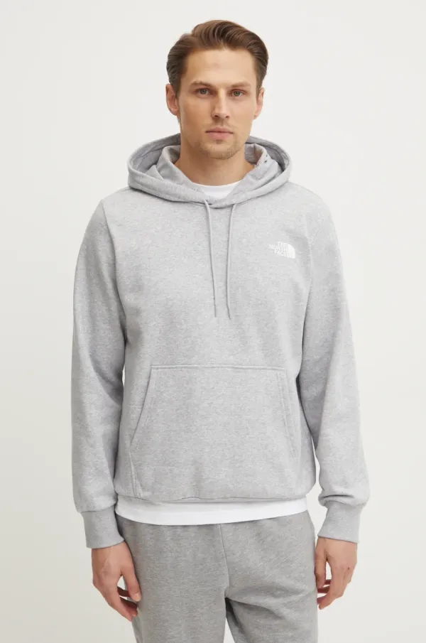 The North Face Pulover The North Face Simple Dome moški, siva barva, s kapuco, NF0A89FCDYX1