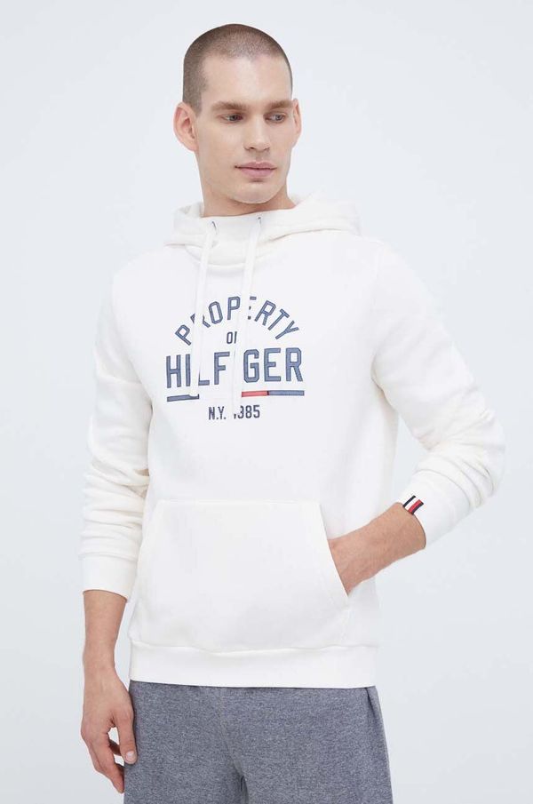 Tommy Hilfiger Pulover Tommy Hilfiger moška, bež barva, s kapuco