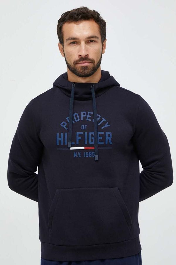 Tommy Hilfiger Pulover Tommy Hilfiger moška, mornarsko modra barva, s kapuco