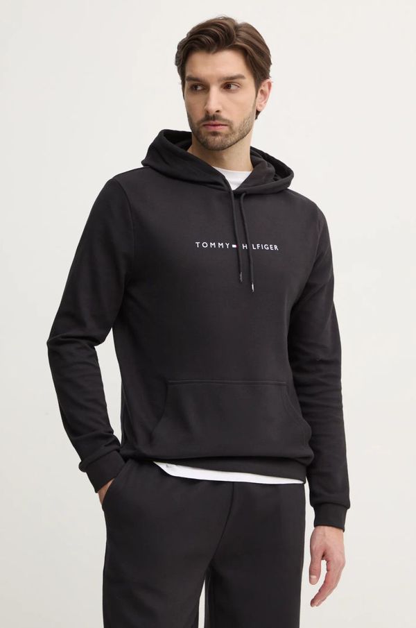 Tommy Hilfiger Pulover Tommy Hilfiger moški, črna barva, s kapuco, UM0UM03506