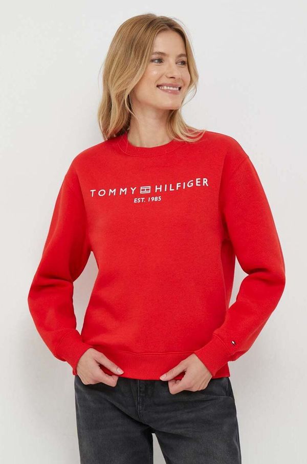 Tommy Hilfiger Pulover Tommy Hilfiger ženska, rdeča barva