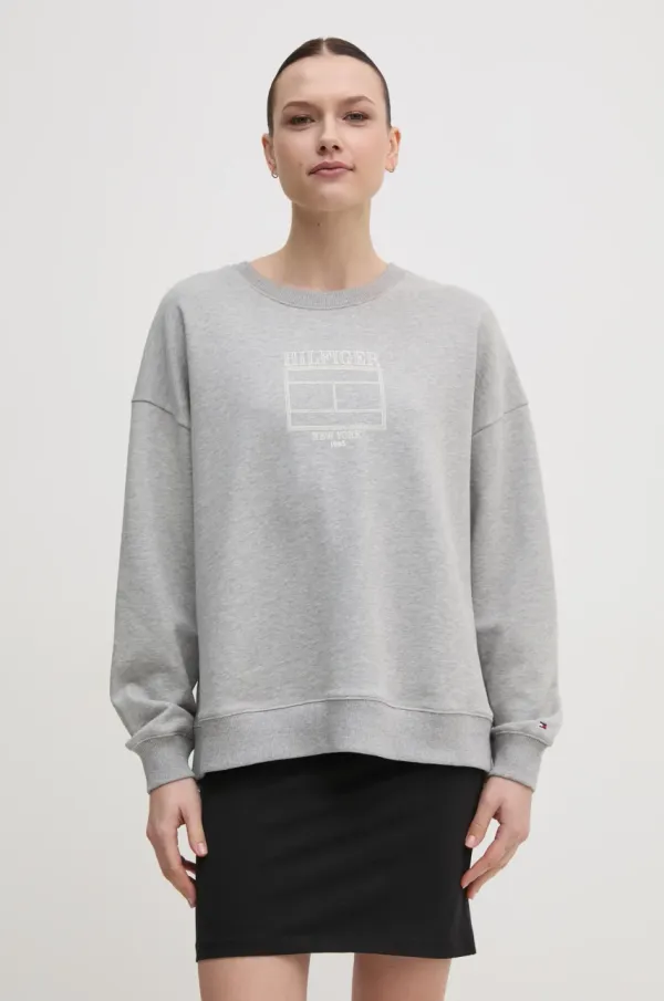 Tommy Hilfiger Pulover Tommy Hilfiger ženska, siva barva, WW0WW44633
