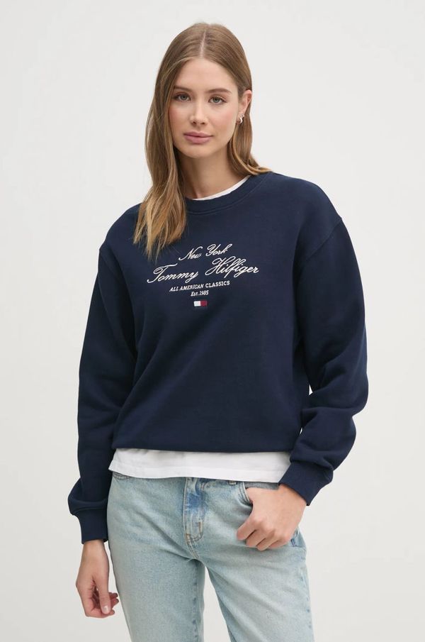Tommy Hilfiger Pulover Tommy Hilfiger ženski, mornarsko modra barva, WW0WW43844