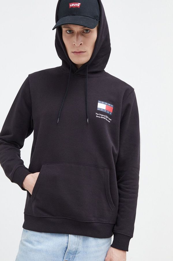 Tommy Jeans Pulover Tommy Jeans moška, črna barva, s kapuco