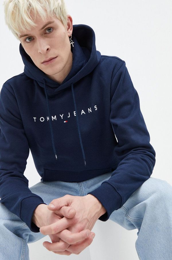 Tommy Jeans Pulover Tommy Jeans moška, mornarsko modra barva, s kapuco