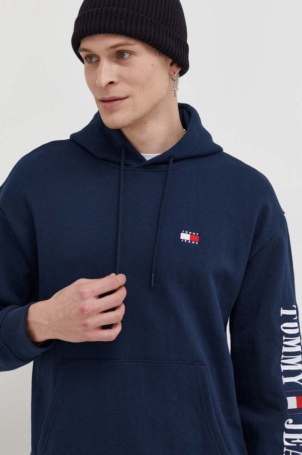 Tommy Jeans Pulover Tommy Jeans moška, mornarsko modra barva, s kapuco