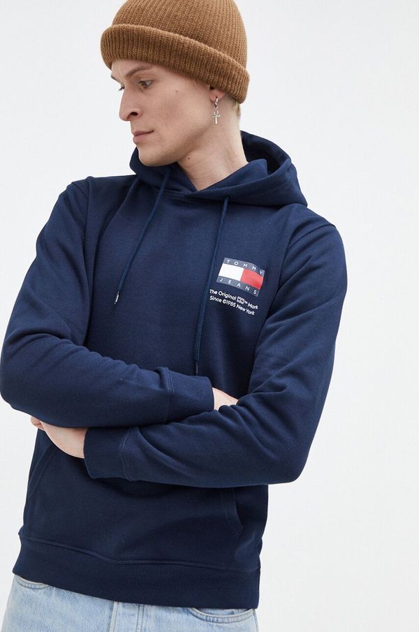 Tommy Jeans Pulover Tommy Jeans moška, mornarsko modra barva, s kapuco