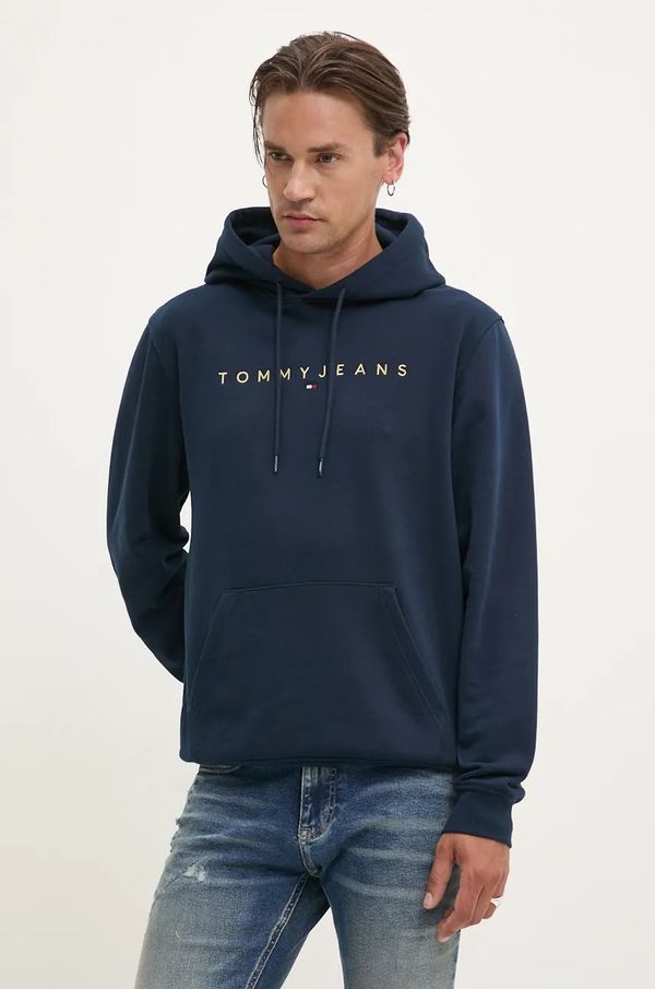 Tommy Jeans Pulover Tommy Jeans moški, mornarsko modra barva, s kapuco, DM0DM20503