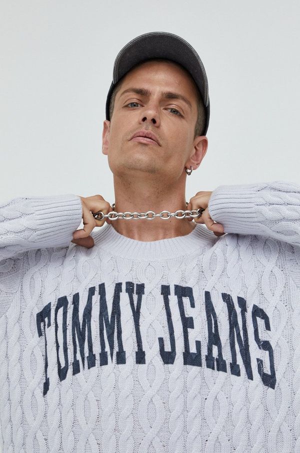 Tommy Jeans Pulover Tommy Jeans moški, siva barva,