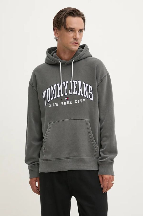 Tommy Jeans Pulover Tommy Jeans moški, siva barva, s kapuco, DM0DM20590