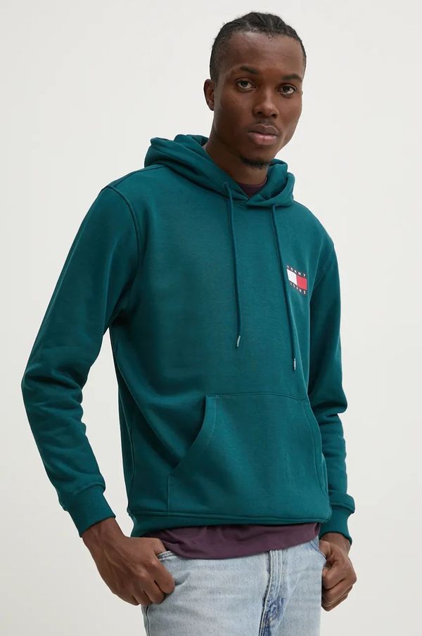 Tommy Jeans Pulover Tommy Jeans moški, zelena barva, s kapuco, DM0DM20738