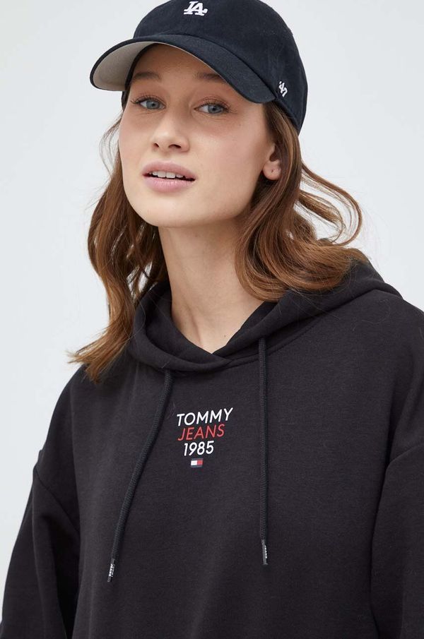 Tommy Jeans Pulover Tommy Jeans ženska, črna barva, s kapuco