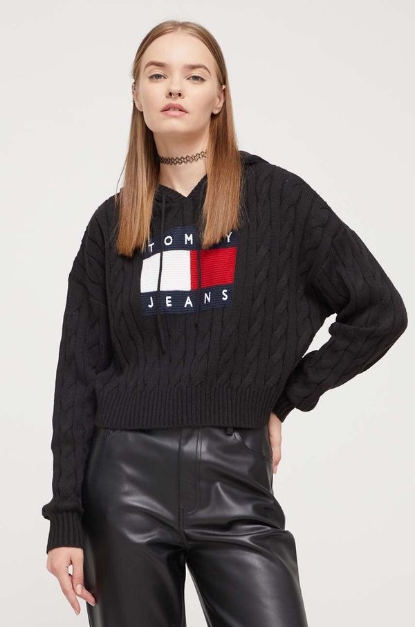 Tommy Jeans Pulover Tommy Jeans ženski, črna barva