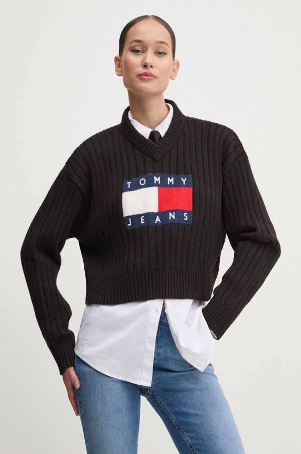 Tommy Jeans Pulover Tommy Jeans ženski, črna barva, DW0DW18528