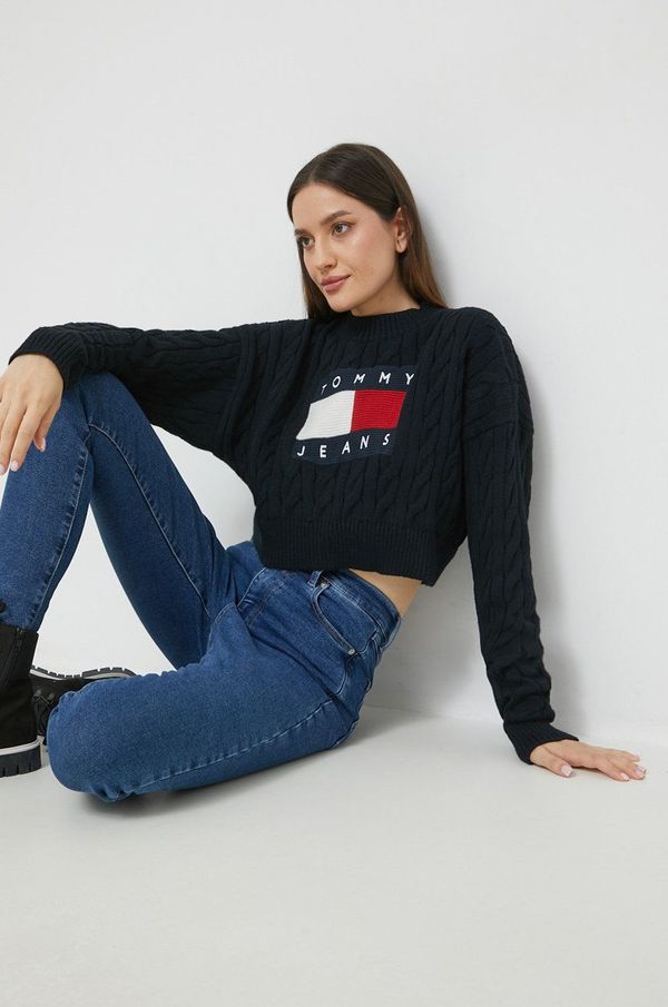 Tommy Jeans Pulover Tommy Jeans ženski, črna barva,