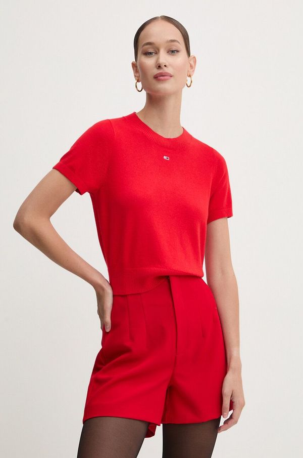 Tommy Jeans Pulover Tommy Jeans ženski, rdeča barva, DW0DW18530