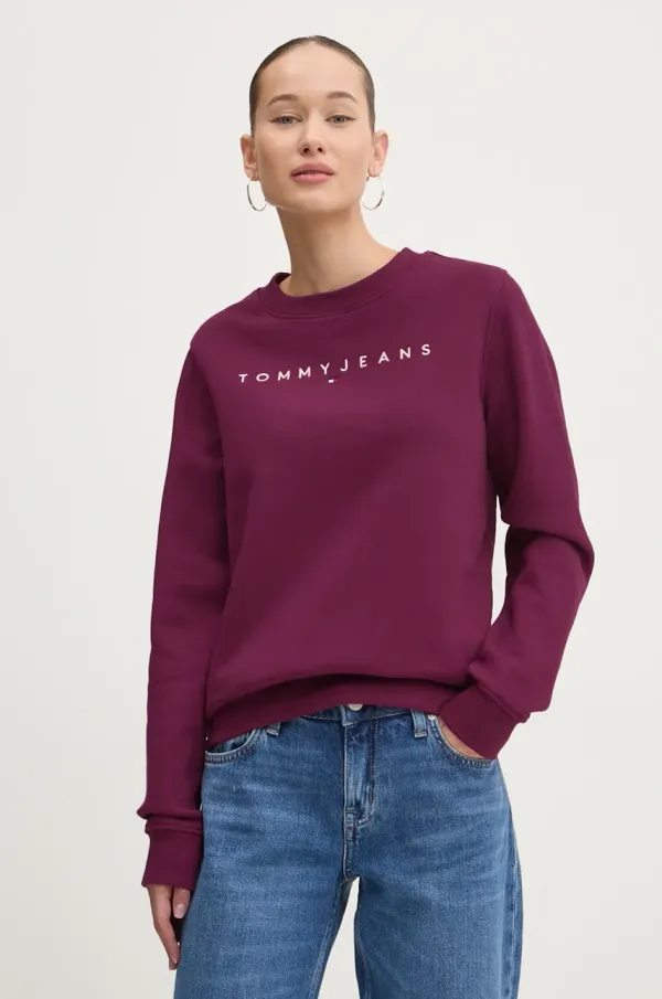 Tommy Jeans Pulover Tommy Jeans ženski, vijolična barva, DW0DW17323