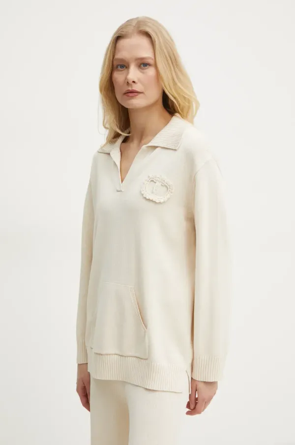 Twinset Pulover Twinset ženski, bež barva, 251TP3250