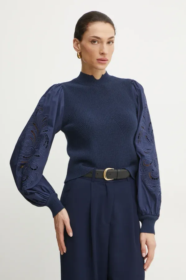 Twinset Pulover Twinset ženski, mornarsko modra barva, 251TP3180