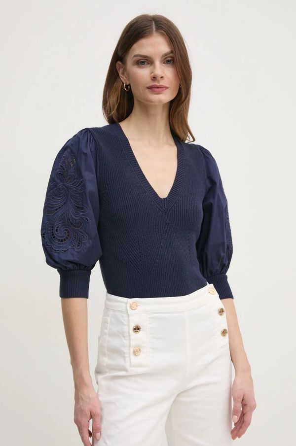 Twinset Pulover Twinset ženski, mornarsko modra barva, 251TP3181