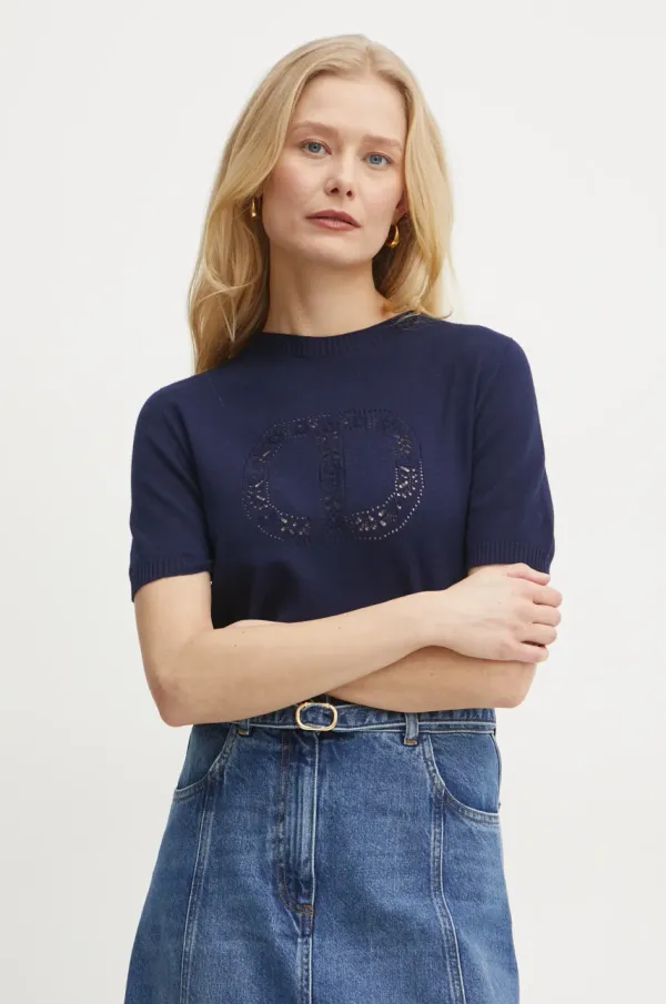 Twinset Pulover Twinset ženski, mornarsko modra barva, 251TP3430