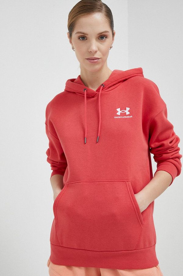 Under Armour Pulover Under Armour ženska, rdeča barva, s kapuco