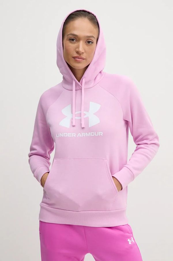 Under Armour Pulover Under Armour ženska, roza barva, s kapuco