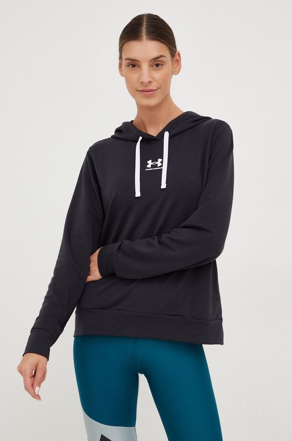 Under Armour Pulover Under Armour ženski, črna barva s kapuco