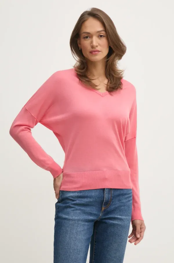 United Colors of Benetton Pulover United Colors of Benetton ženski, roza barva, 103VD402R