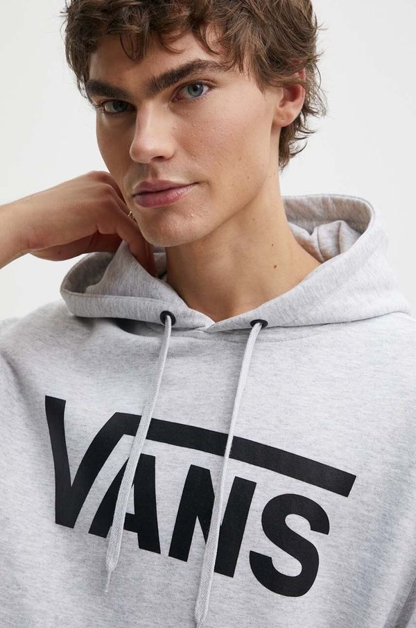 Vans Pulover Vans moški, siva barva, s kapuco, VN000HNX1QI1