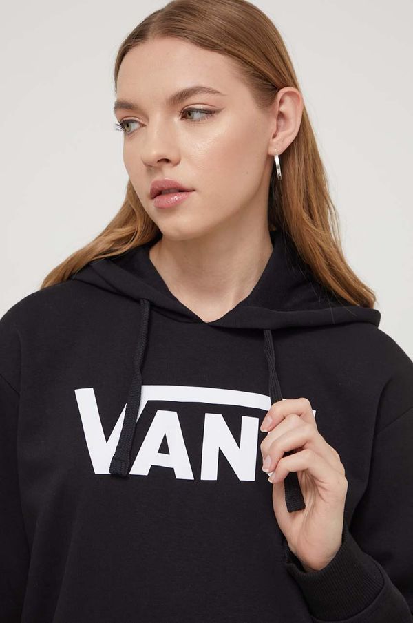 Vans Pulover Vans ženska, črna barva, s kapuco