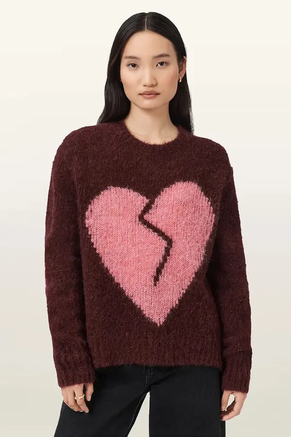 AllSaints Pulover z dodatkom volne AllSaints LUVHEART