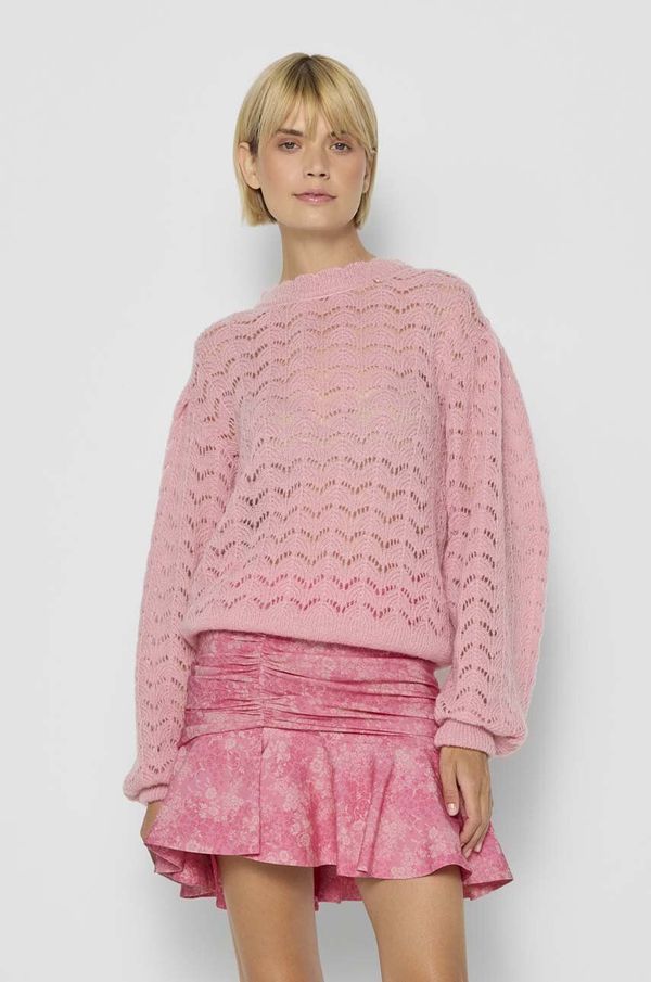 BIZUU Pulover z mešanico moherja Bizuu HENNIX roza barva, HENNIX ROZOWY