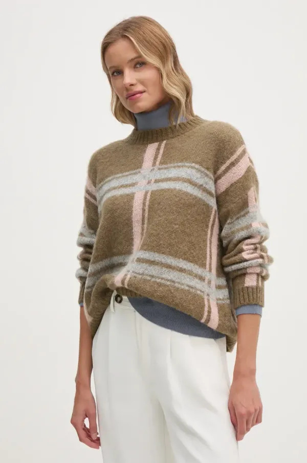 Sisley Pulover z mešanico moherja Sisley zelena barva, 1042L101Y