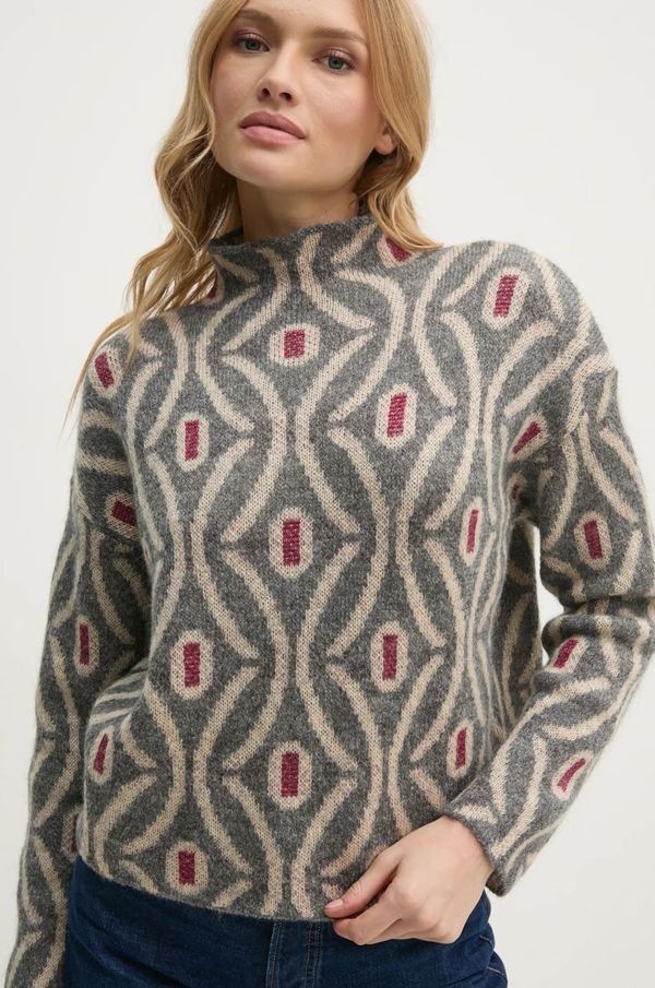 United Colors of Benetton Pulover z mešanico moherja United Colors of Benetton siva barva, 1142E203I