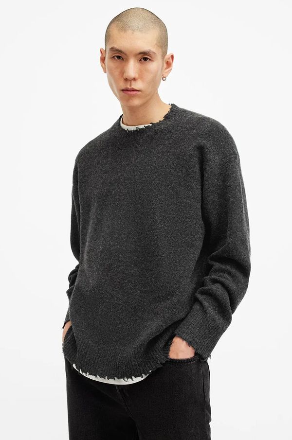 AllSaints Pulover z volno AllSaints LUKA CREW črna barva, M093KB