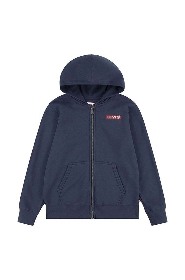 Levi's Pulover za dojenčka Levi's BOXTAB FULL ZIP HOODIE mornarsko modra barva, s kapuco, 6EJ762
