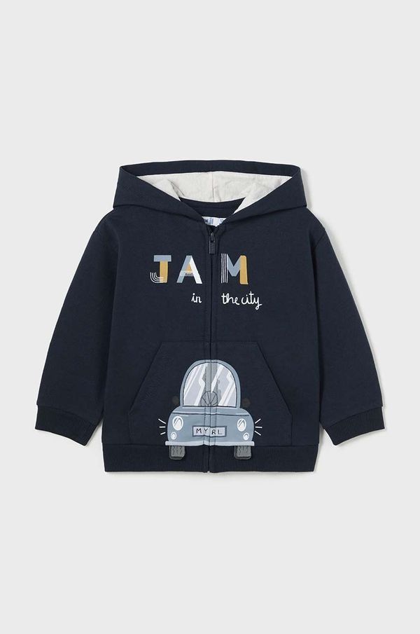 Mayoral Pulover za dojenčka Mayoral mornarsko modra barva, s kapuco, 2475